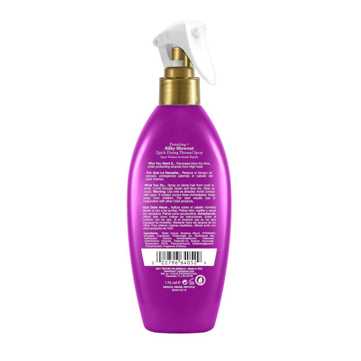 OGX Protecting + Silky Blowout Quick Drying Thermal Spray Hitzeschutzspray, 6 oz