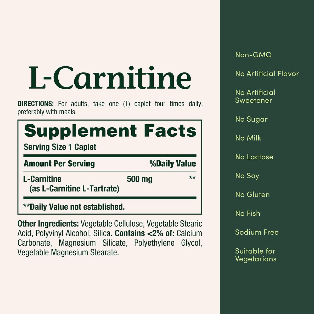 Nature's Bounty L-Carnitine 500 mg, 30 Tablets