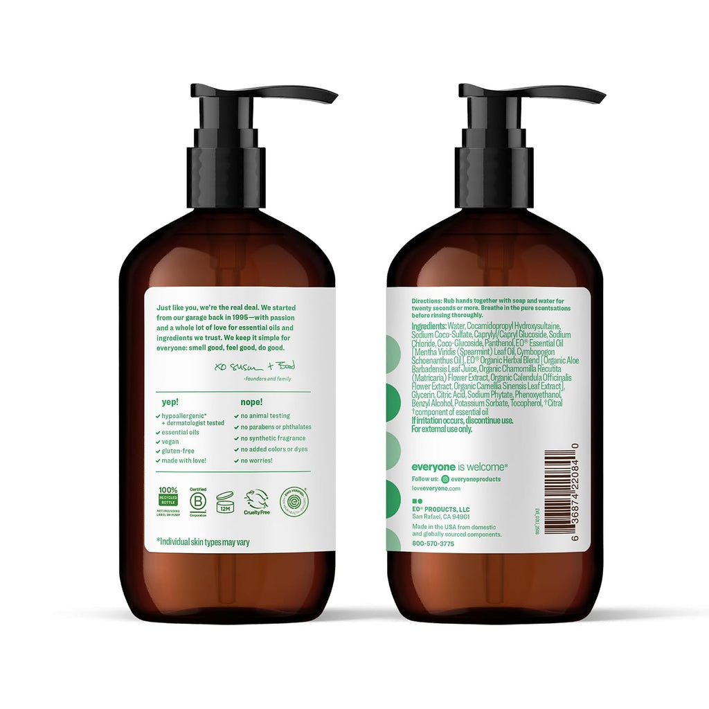 Everyone Liquid Hand Soap, 12.75 Ounce (Pack of 1), Spearmint and Lemongrass, made with Essential Oils for Kitchen and Bathroom