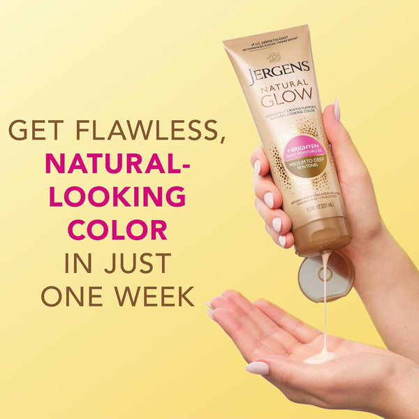 Jergens Natural Glow Self Tanner Body Lotion, Medium To Deep, 7.5 oz