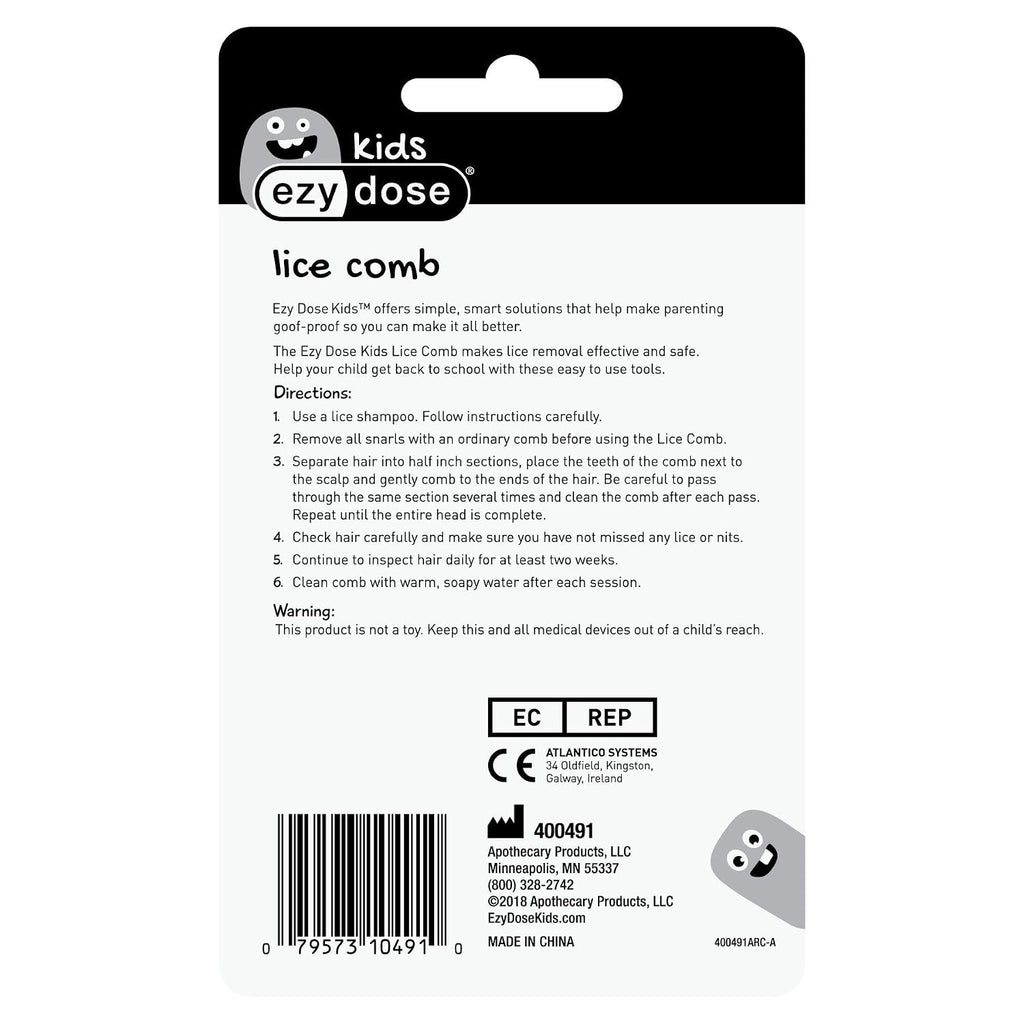 Ezy Dose Kids Lice Comb, Head Lice & Nit Removal, Safe for All Hair, Blue