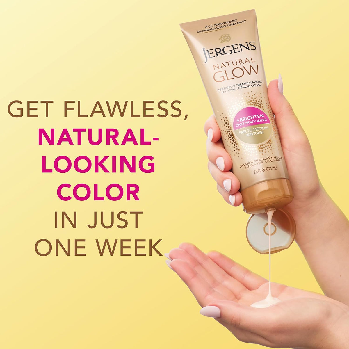 Jergens Natural Glow Self Tanner Body Lotion, Fair To Medium, 7.5 oz