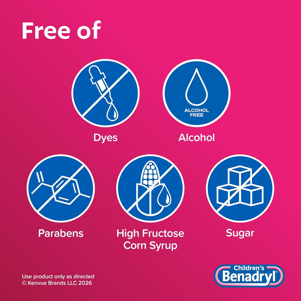 Children's Benadryl Liquid Medicine, 12.5 mg Diphenhydramine HCl, 4 fl. oz