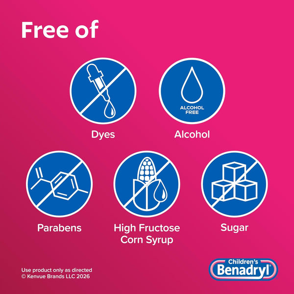 Children's Benadryl Liquid Medicine, 12.5 mg Diphenhydramine HCl, 4 fl. oz