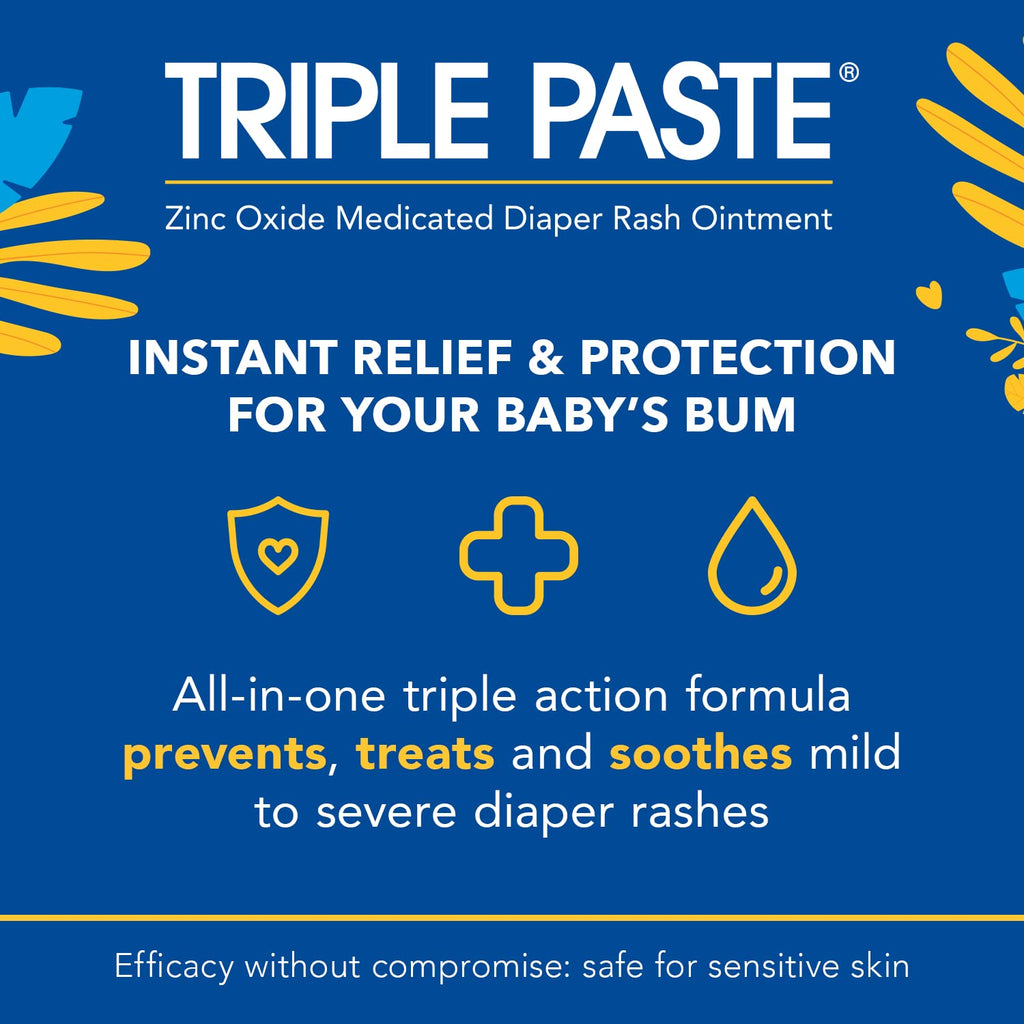 Triple Paste Diaper Rash Cream, Zinc Oxide Baby Ointment, 16 oz
