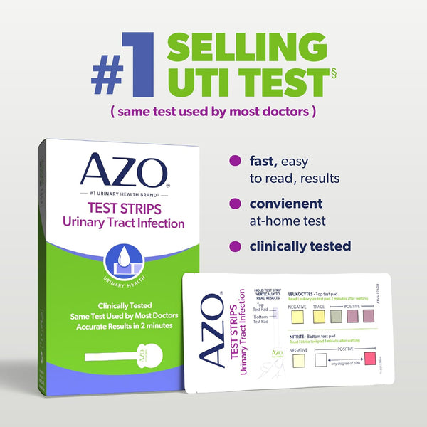 AZO Urinary Tract Infection (UTI) Test Strips, Results in 2 Mins, 3 Count