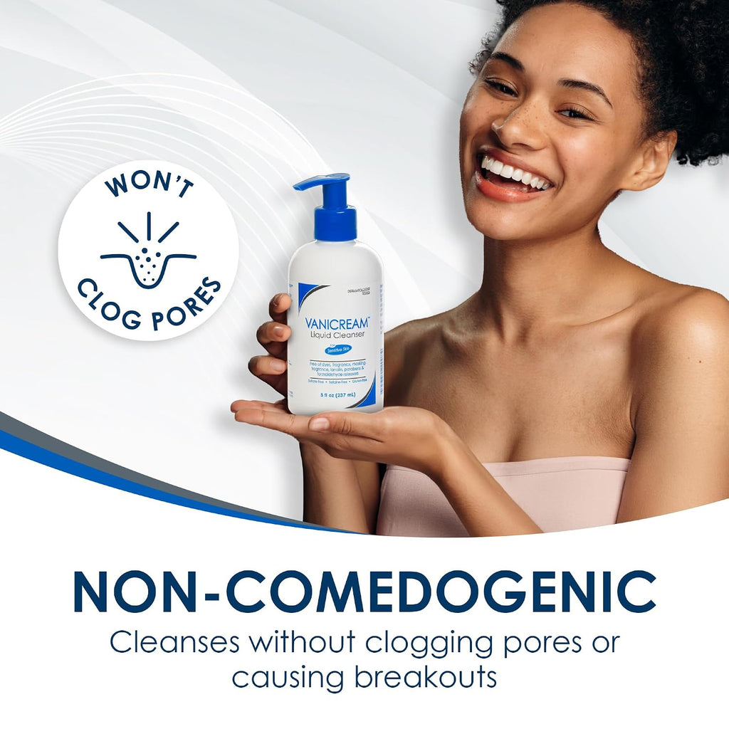 Vanicream Liquid Cleanser, Gentle Non-Drying Body & Face Wash 8 Fl Oz Pump