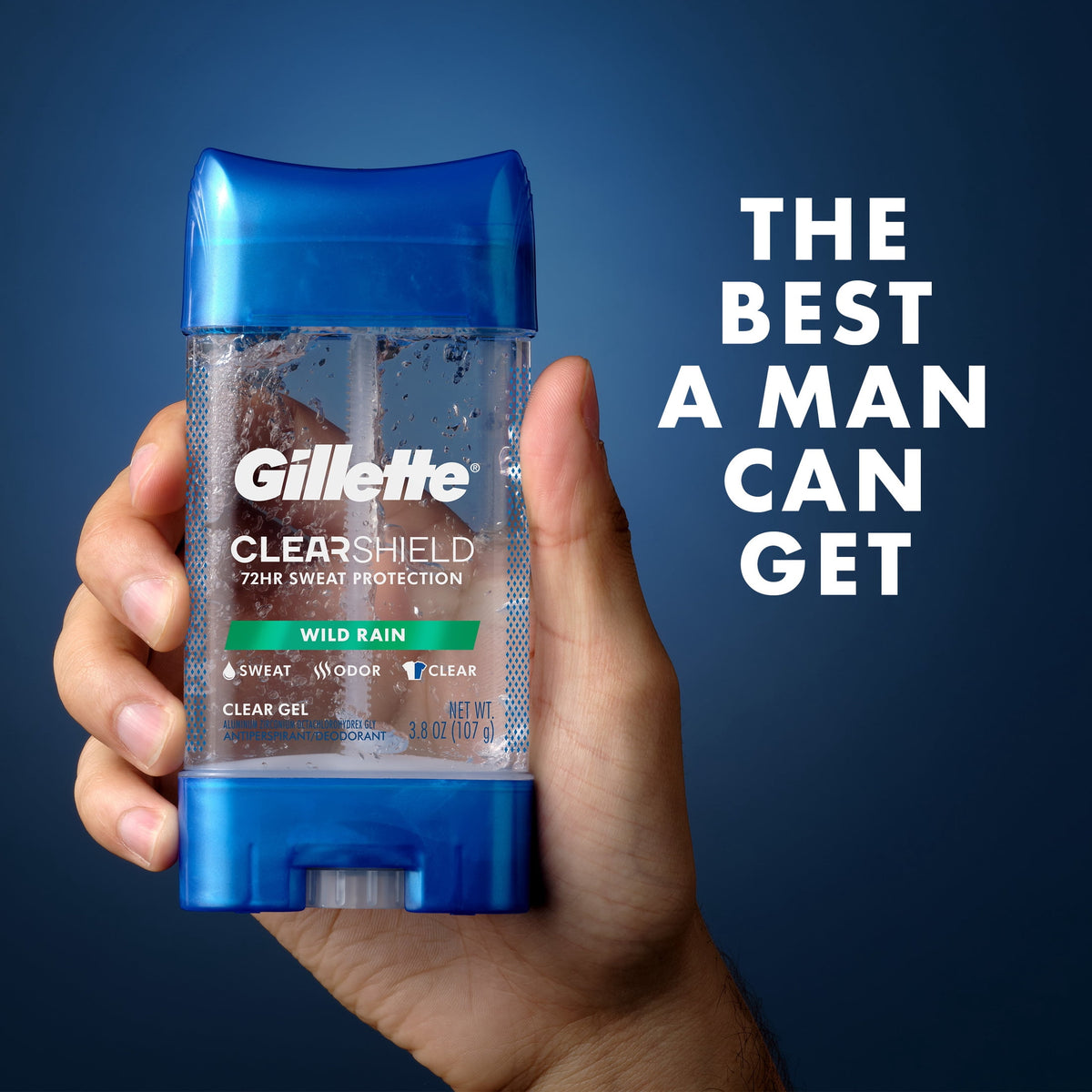 Gillette Antiperspirant and Deodorant for Men, Clear Gel Wild Rain Scent, 3.8 oz