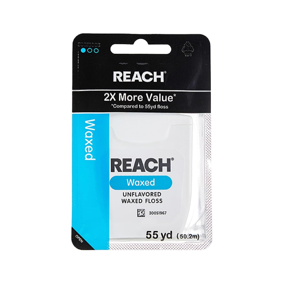 REACH Waxed Dental Floss,Unflavored, Plaque Remover for Teeth, Shred Resistant, Floss Slides Smoothly, Easy to Use, Waxed, Deep Cleaning Teeth, Oral