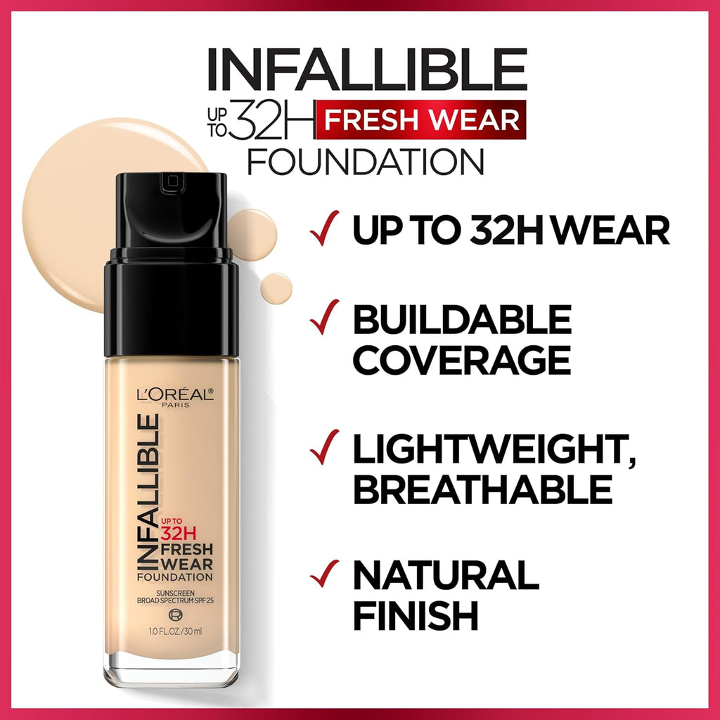 L'Oréal Infallible Fresh Wear 24HR Foundation, 481 Cool Sand, 1 oz