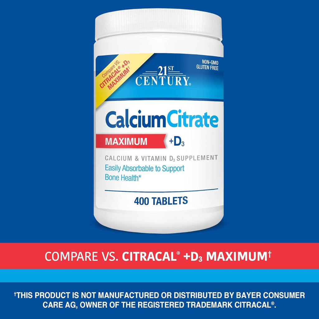 21st Century Calcium Citrate Plus D3 Maximum Tablets, 400 Count