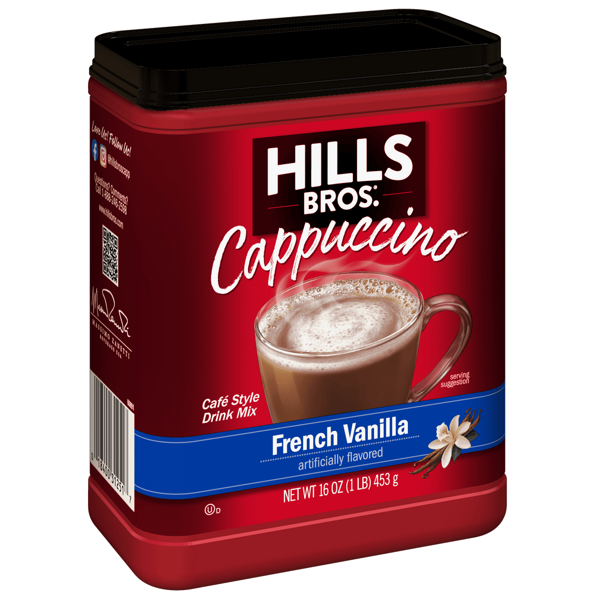 Hills Bros. French Vanilla Cappuccino Instant Coffee Mix, 16 Ounce Canister
