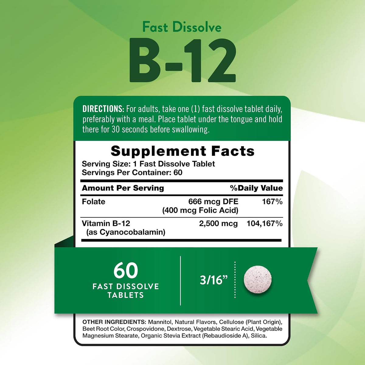 Nature's Truth B12 Vitamin | 2500 mcg | 60 Fast Dissolve Tablets