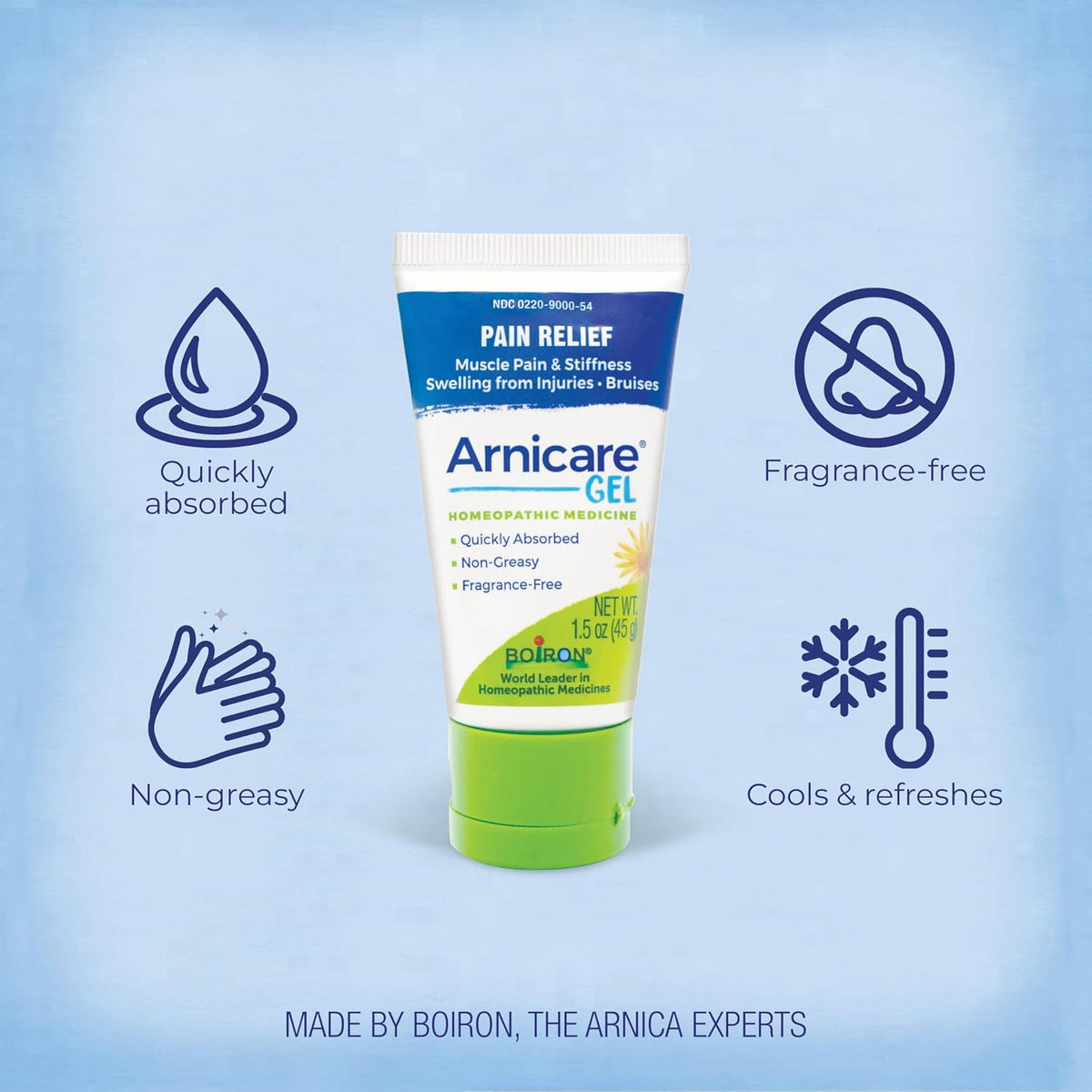 Boiron Arnicare Gel for Relief of Joint Pain, Muscle Pain, Muscle Soreness, and Swelling from Bruises or Injury - Non-greasy and Fragrance-Free