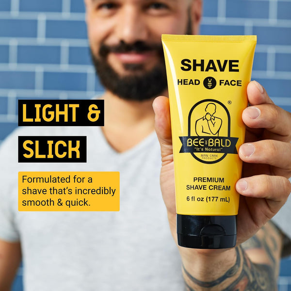 Bee Bald SHAVE Premium Shaving Cream for Men, Bald Head & Face, 6 fl oz