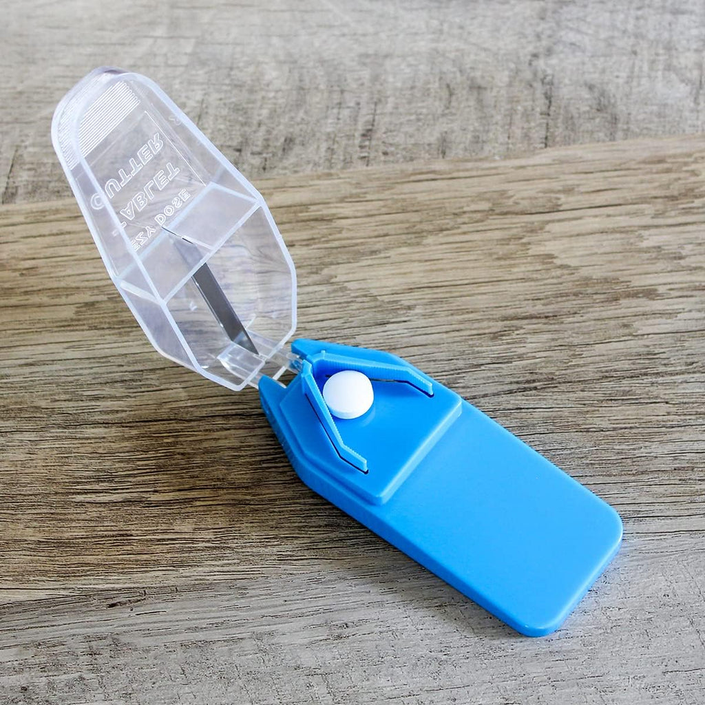 Ezy Dose Pill Cutter and Splitter, Cuts Pills, Vitamins, Tablets, Stainless Steel Blade, Travel Sized, Colors May Vary