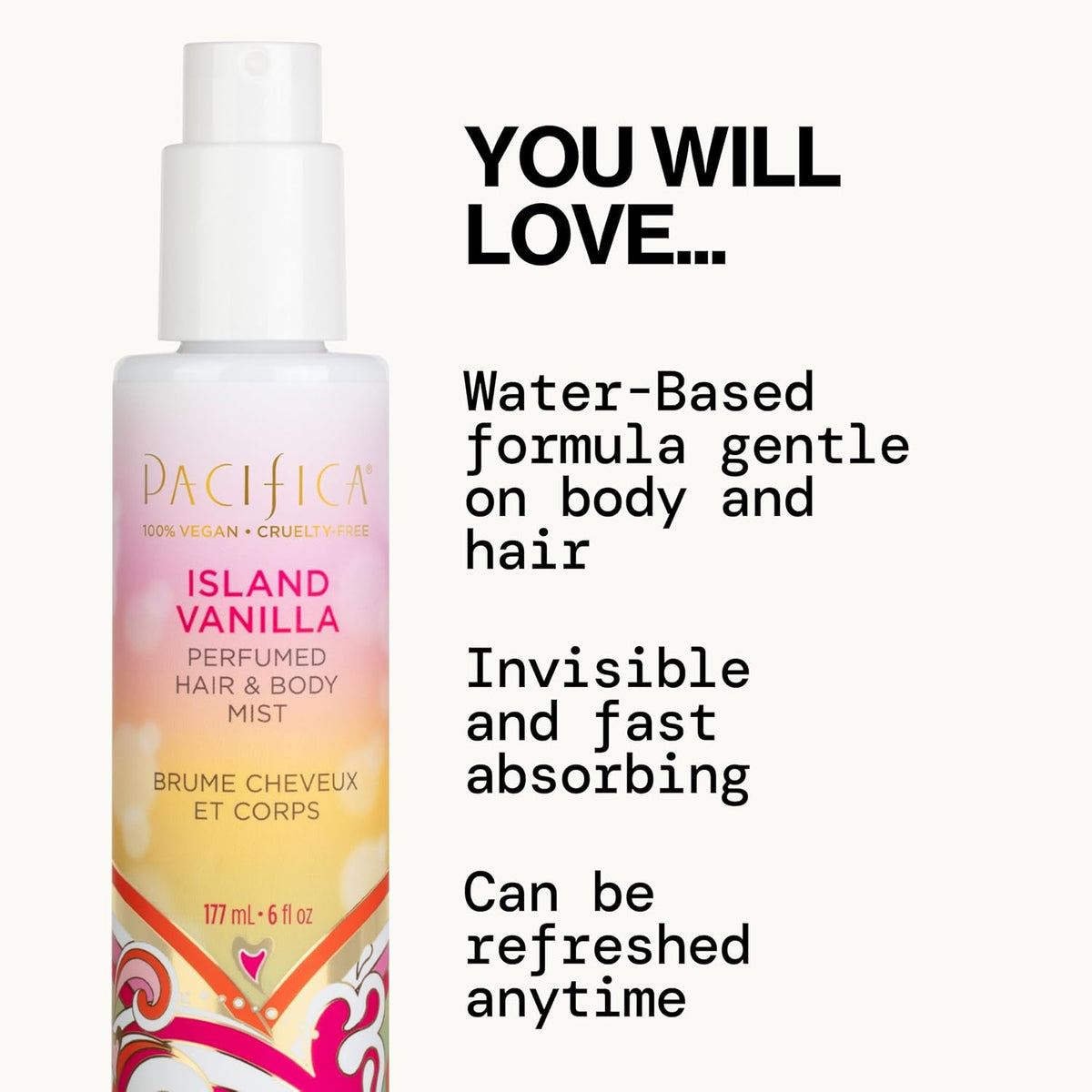 Pacifica Island Vanilla Hair Mist Perfume and Full Body Spray for Women - Fragrance Spray for A Mood-Lifting Experience, Paraben-Free, Clean Beauty No