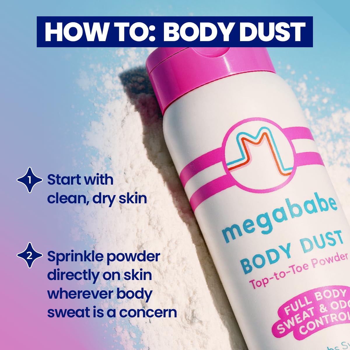 Megababe Body Dust, Talc-Free, Sweat Absorbing Powder, Lavender Scent, 6 oz