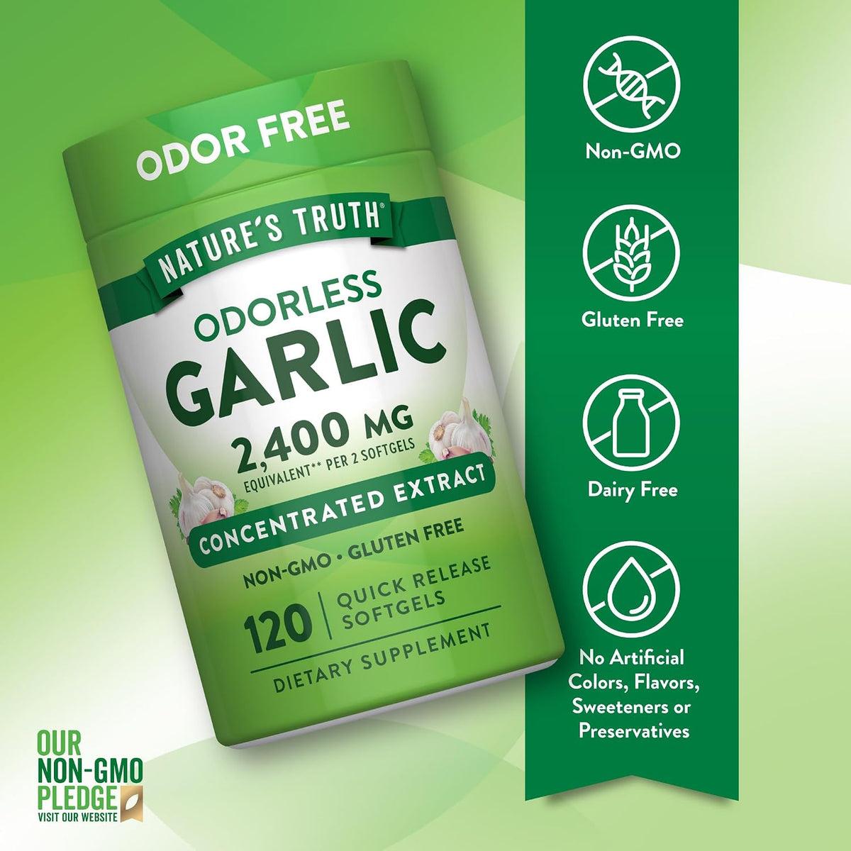 Nature's Truth Odorless Garlic | 120 Softgels | Extract Pills