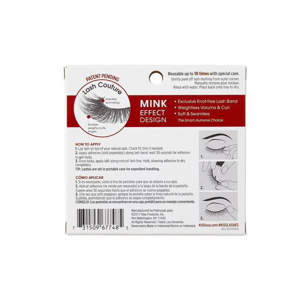 Kiss Lash Couture Faux Mink Collection False Eyelashes, ‘Gala’, 12mm, Easy to Apply, Reusable, Vegan & Cruelty free, No Damage To Natural Lashes