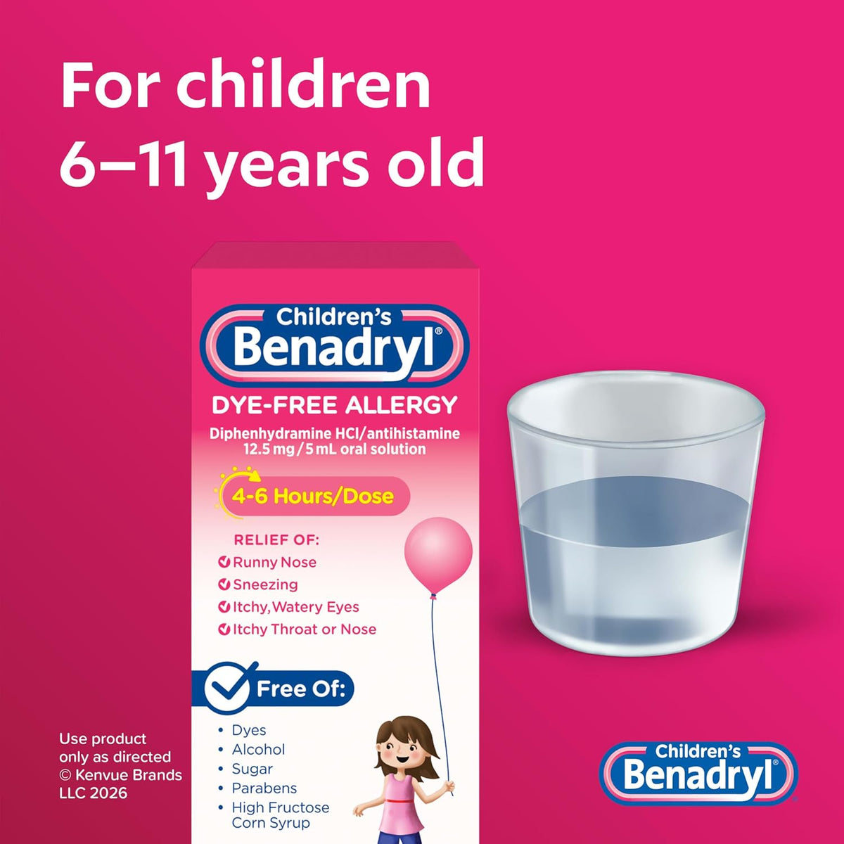 Children's Benadryl Liquid Medicine, 12.5 mg Diphenhydramine HCl, 4 fl. oz