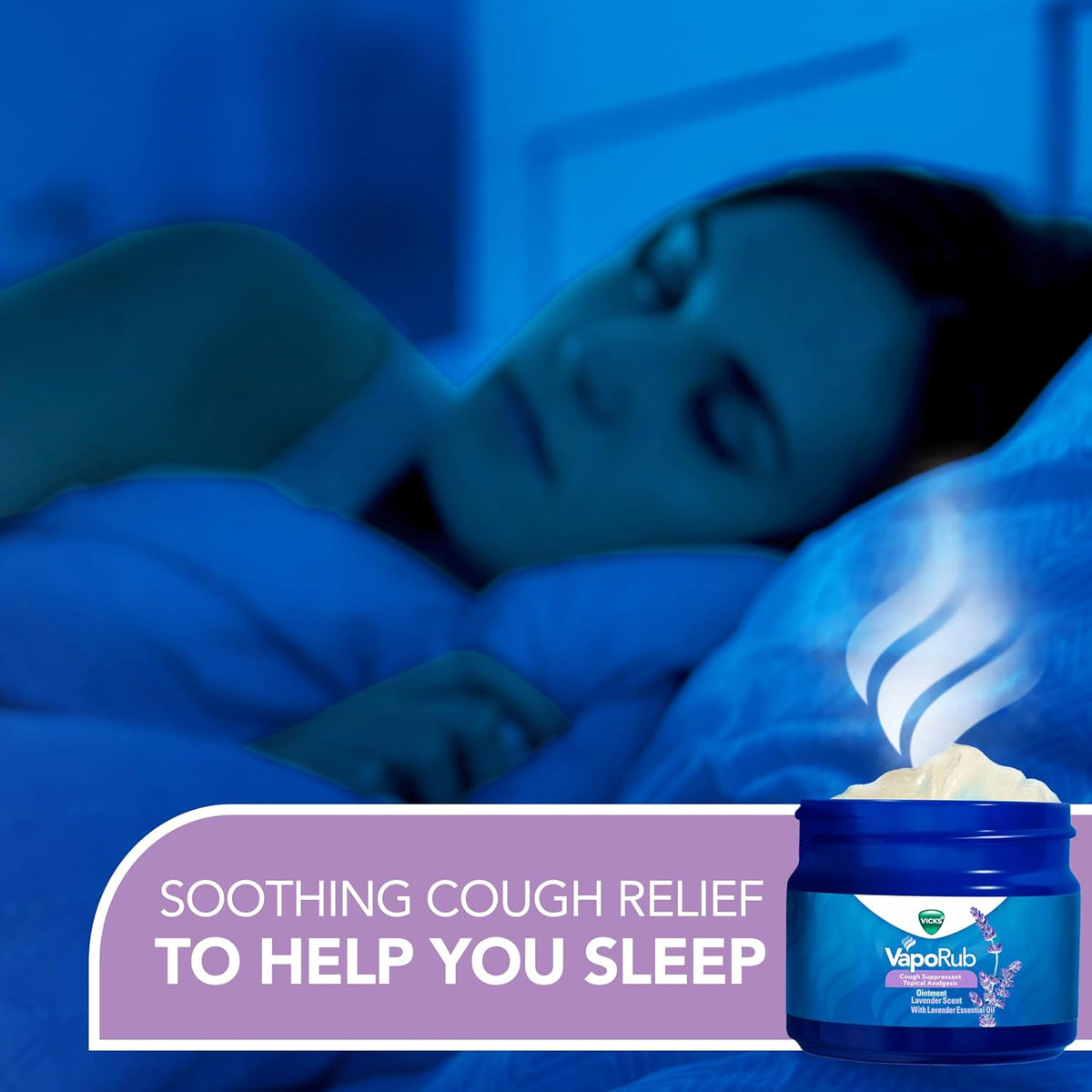 Vicks VapoRub, Lavender Scent, Cough Suppressant, Topical Chest Rub & Analgesic Ointment, Medicated Vicks Vapors, Relief from Cough Due to Cold, Aches