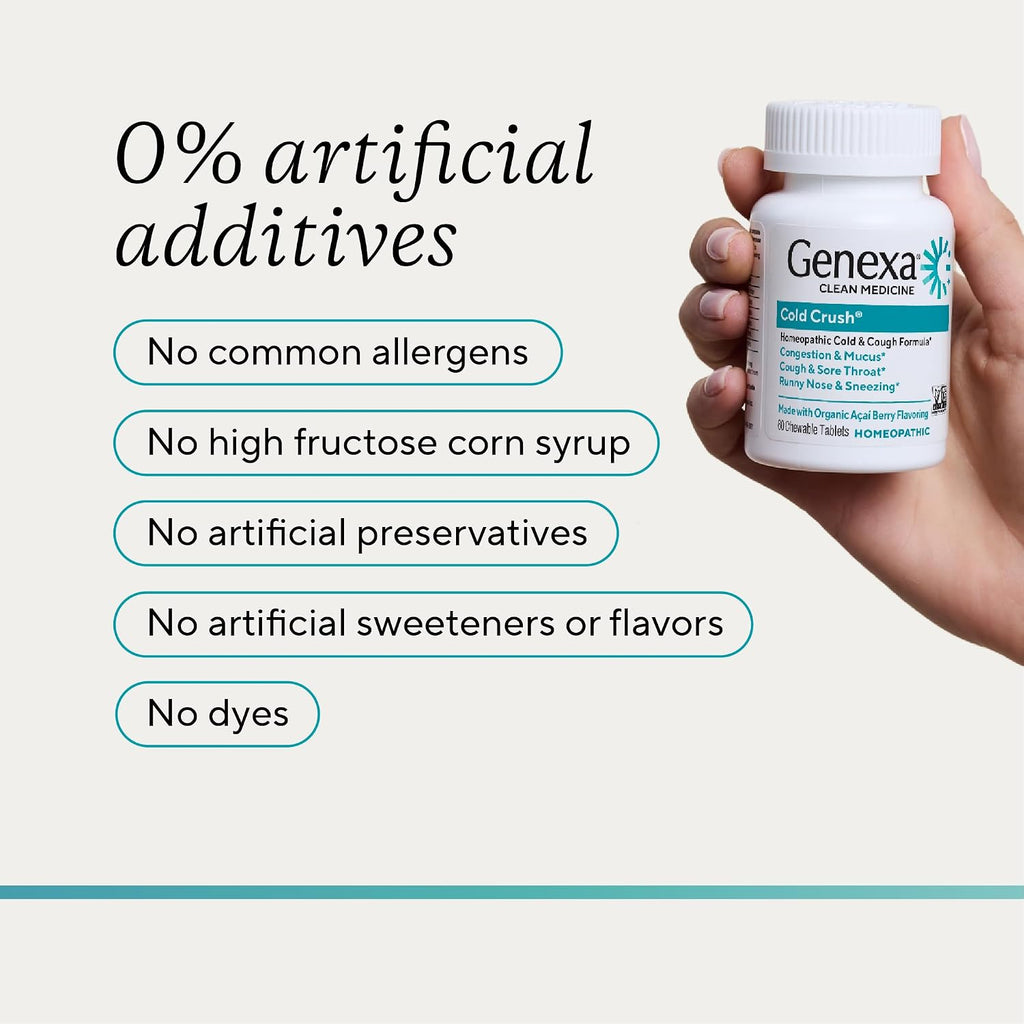 Genexa Cold Crush, Drug Free & Made Clean, 60 Chewable Tablets for Adults