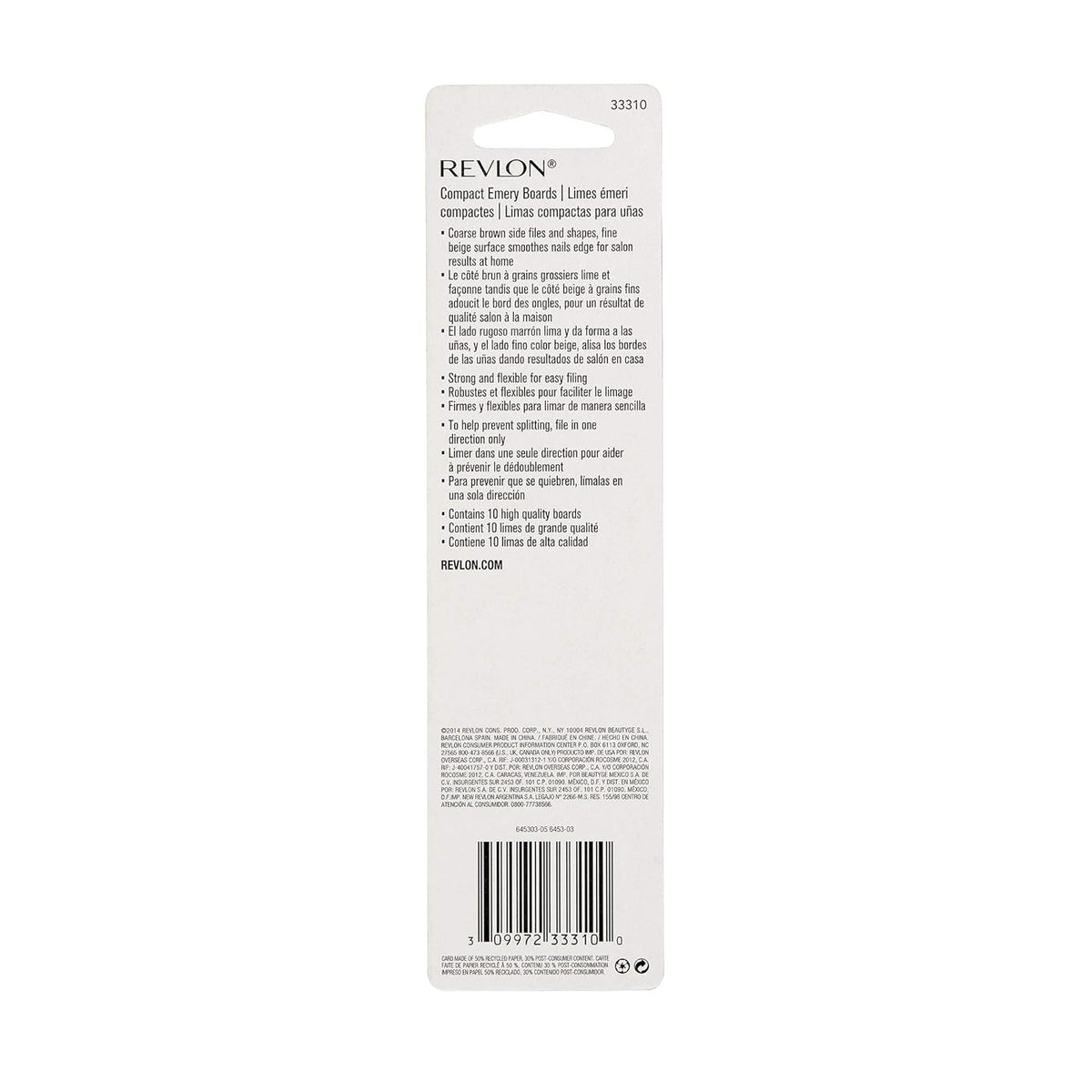 Revlon Compact Emery Board Nail Files, 10 Count