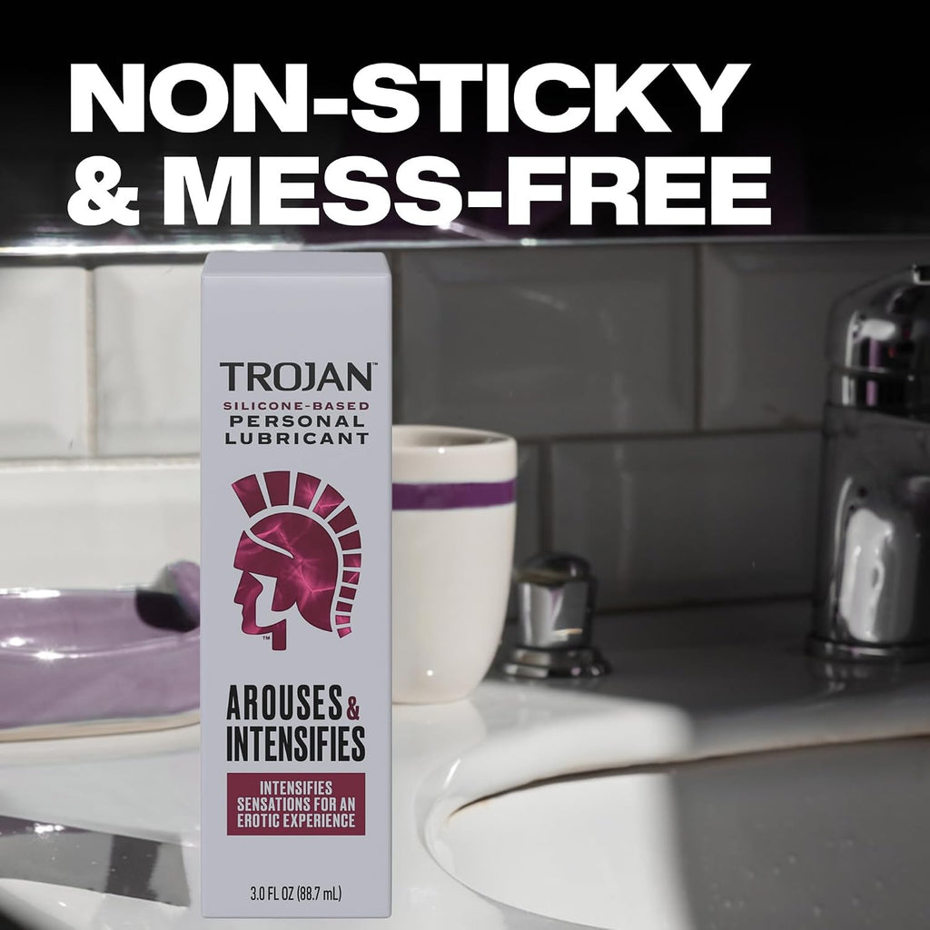 TROJAN Lubricants Arouses and Intensifies, Personal Lubricant, Silicone Personal Lube, 3 fl oz