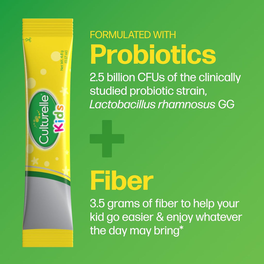 Culturelle Kids Probiotic + Fiber Packets, Ages 1+, Unflavored, 24 Count