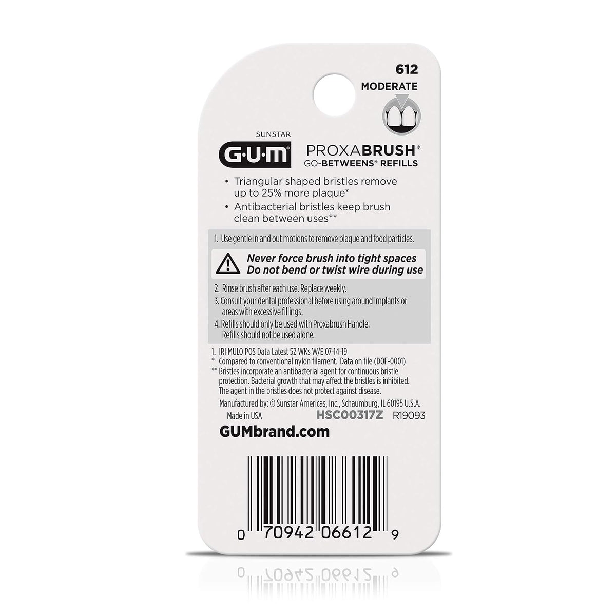 GUM Proxabrush Go-Betweens Moderate Refills, 8 Count