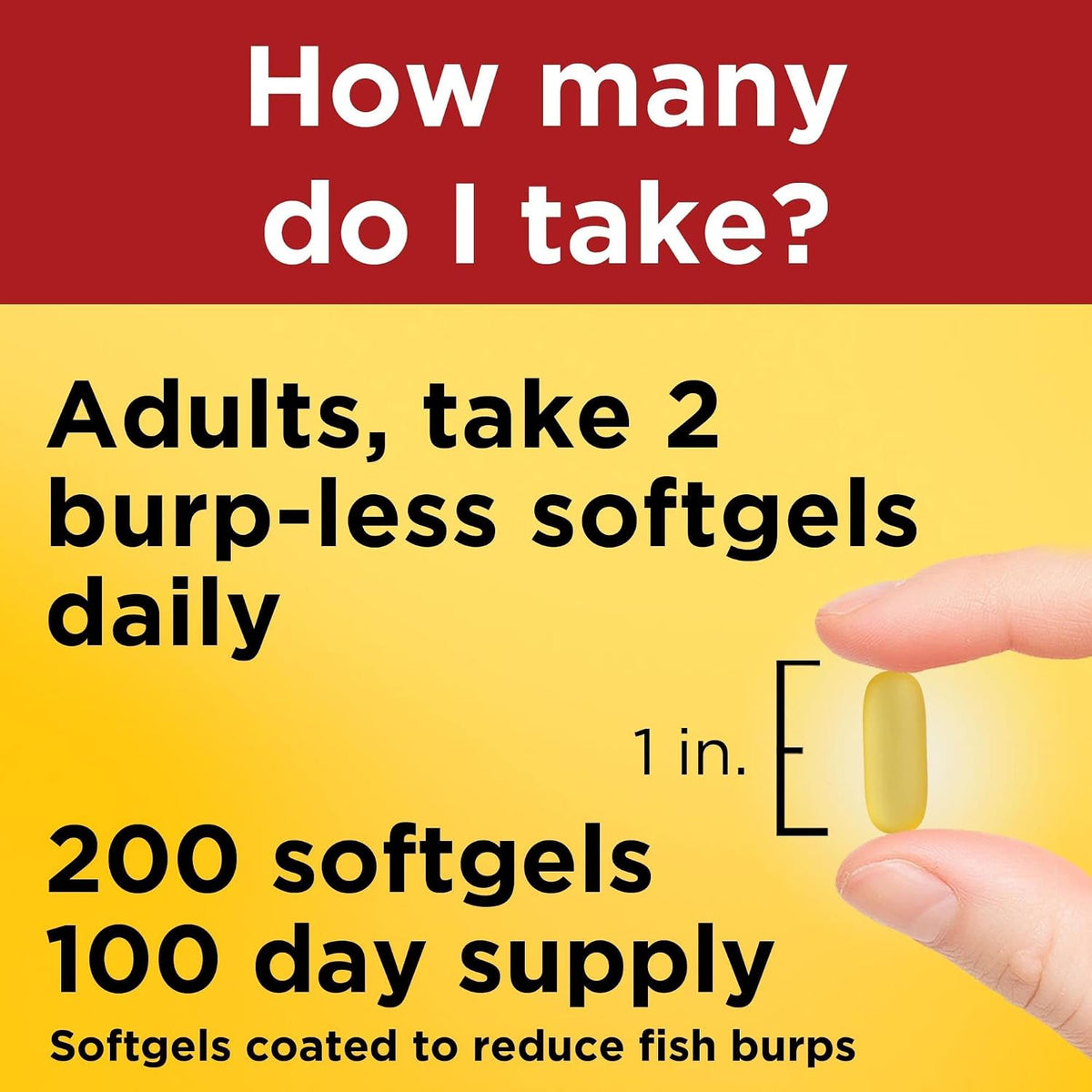 Nature Made Burp Less Fish Oil Omega 3, 1200 mg Softgels, 200 Softgels