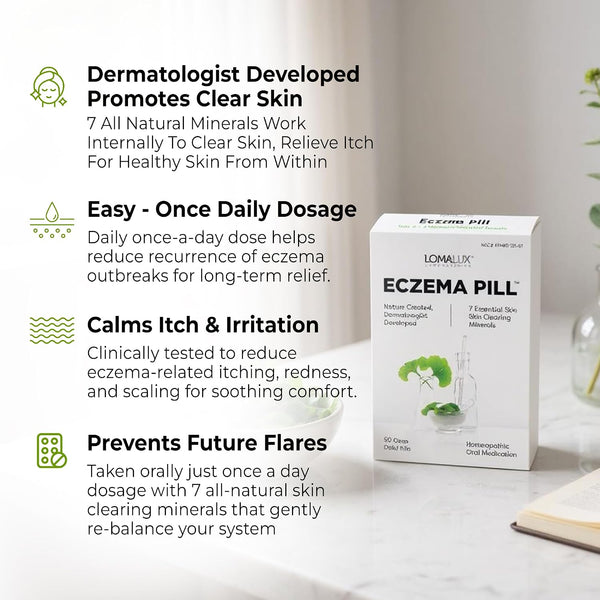 Loma Lux Eczema Pills for Rash & Itchy Skin Relief with 7 Minerals,60 Ct