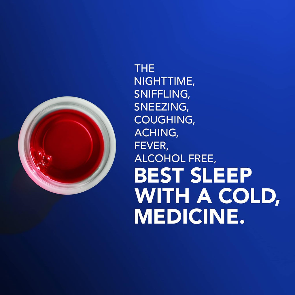 Vicks NyQuil, Alcohol Free, Cough, Cold & Flu Relief, Sore Throat, Fever & Congestion Relief, Berry, 12 Fl Oz