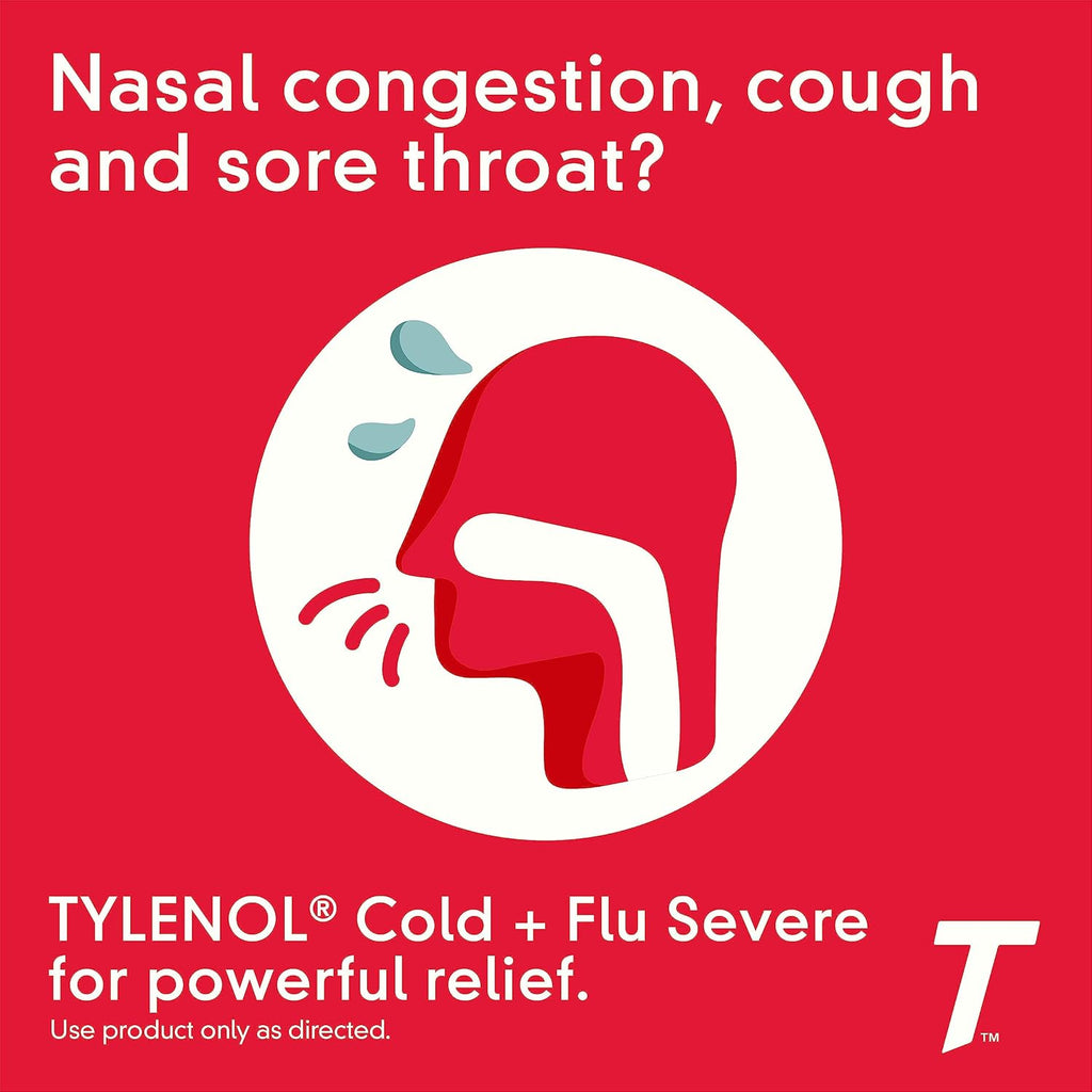 Tylenol Cold + Flu Severe Caplets, Acetaminophen, 24 ct