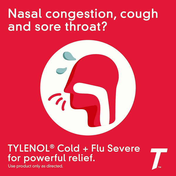 Tylenol Cold + Flu Severe Caplets, Acetaminophen, 24 ct