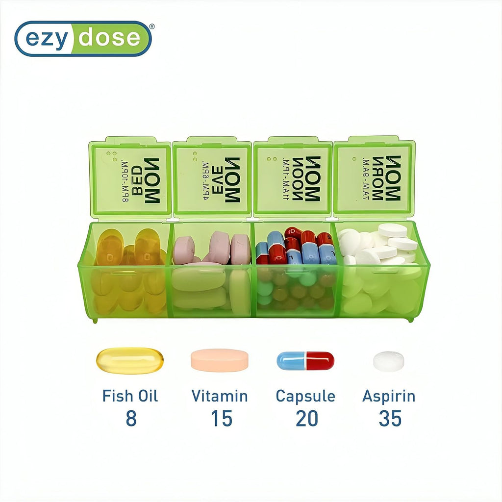 Ezy Dose Pop-Out Daily 7-Day, 4x/Day Pill Organizer, Color May Vary, Large