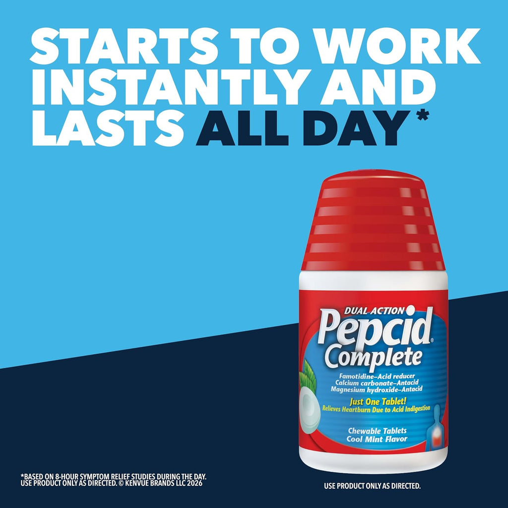 Pepcid Complete Acid Reducer + Antacid Chews, 10mg Famotidine, Mint, 25 Ct