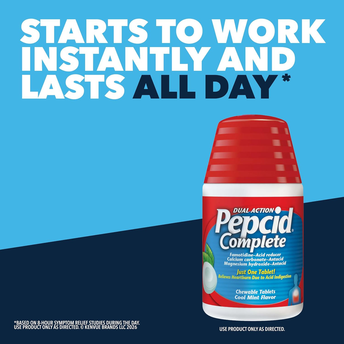 Pepcid Complete Acid Reducer + Antacid Chews, 10mg Famotidine, Mint, 25 Ct