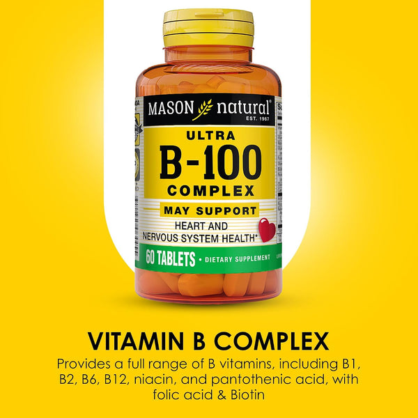 MASON NATURAL Ultra B,100 Complex, 100,Day Supply, for Normal Immune Support and Energy Metabolism