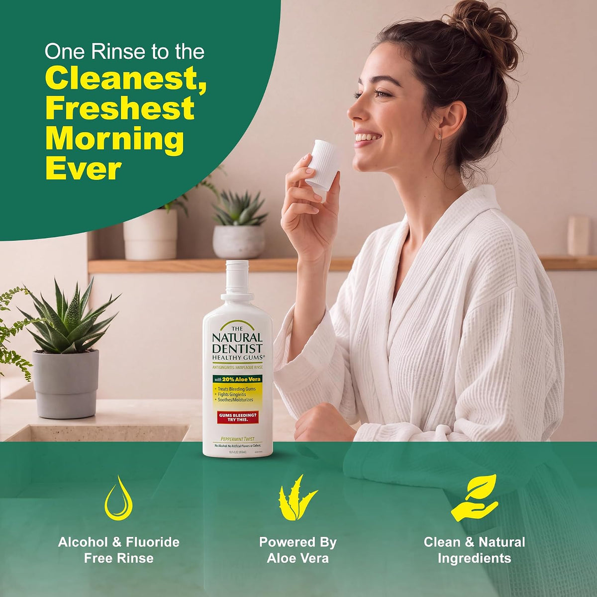 The Natural Dentist Peppermint Twist Alcohol Free Mouthwash, 16.9 oz