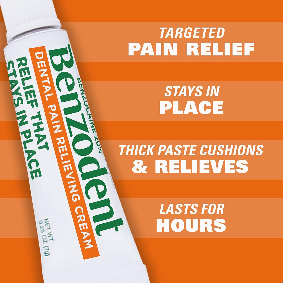 Benzodent Benzocaine Oral Numbing Cream, Gum Pain Relief for 12+, 1oz