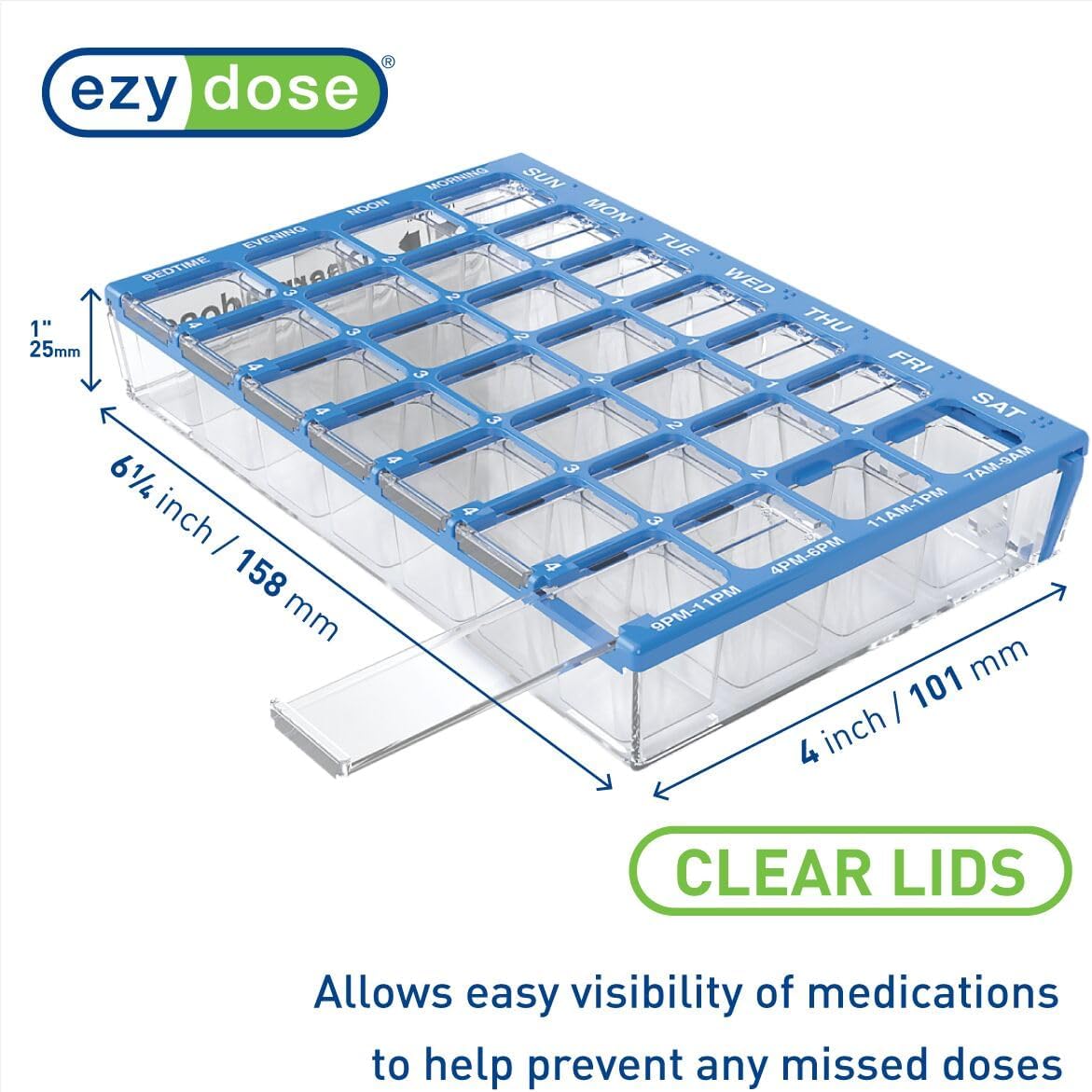 Ezy Dose Pharmadose Weekly 7-Day, 4x/Day Pill Organizer, Small