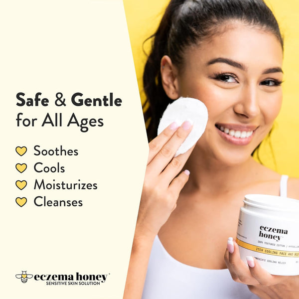 ECZEMA HONEY Itch Cooling Face & Body Rounds for Sensitive Skin (50 Ct)