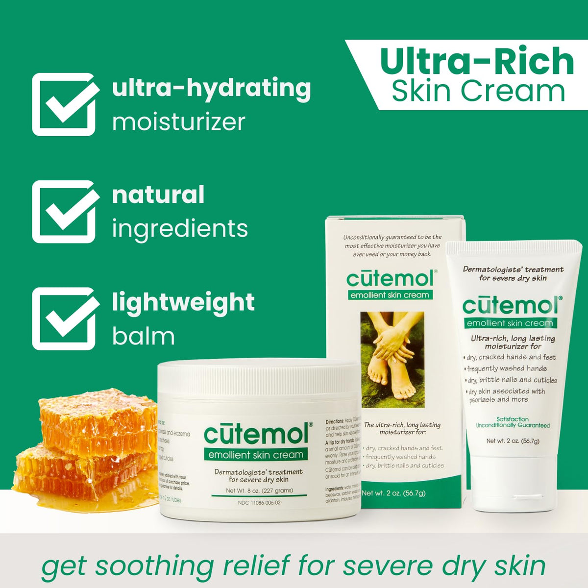 Cutemol Emollient Moisturizing Cream for Dry, Damaged Skin, 8 oz