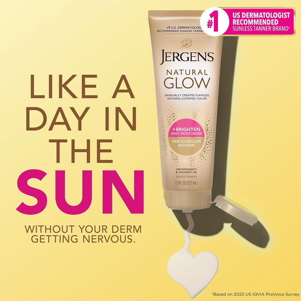 Jergens Natural Glow Self Tanner Body Lotion, Fair To Medium, 7.5 oz