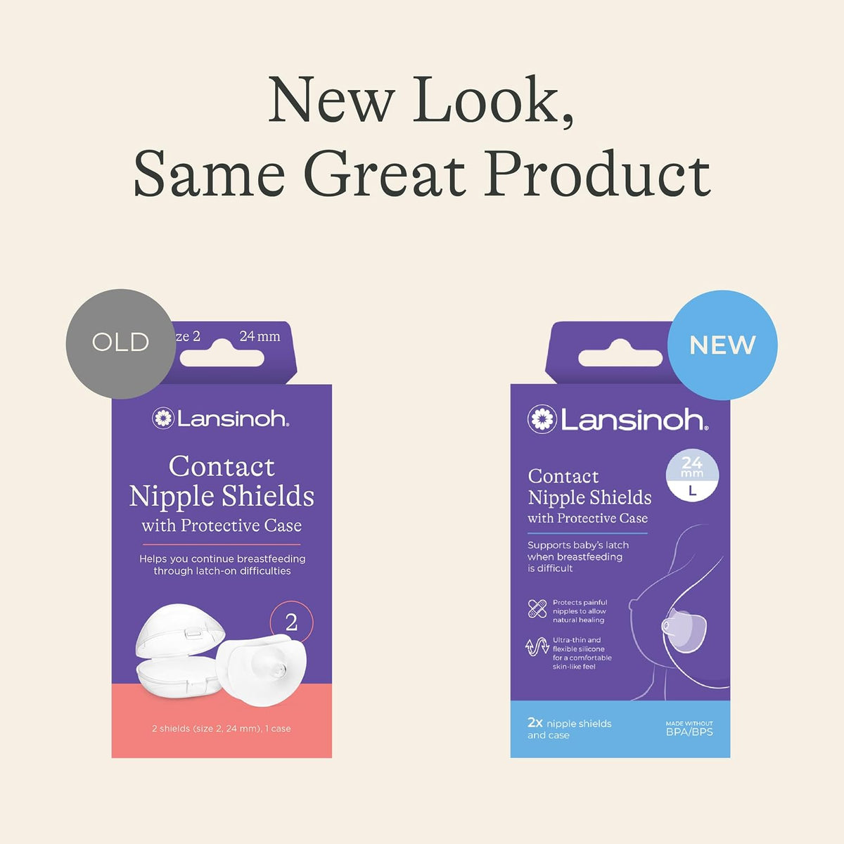 Lansinoh Contact Nipple Shields for Nursing Mothers, with Case, 2 Count