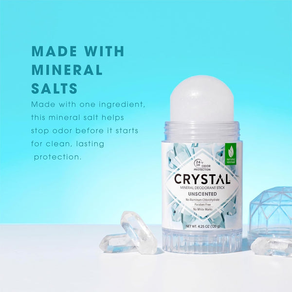 CRYSTAL Deodorant Stick (30003), Unscented, 4.25 Ounce