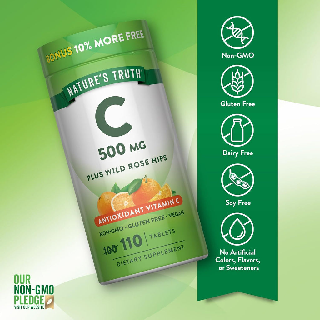 Nature's Truth Vitamin C with Rose Hips 500 mg | 110 Tablets