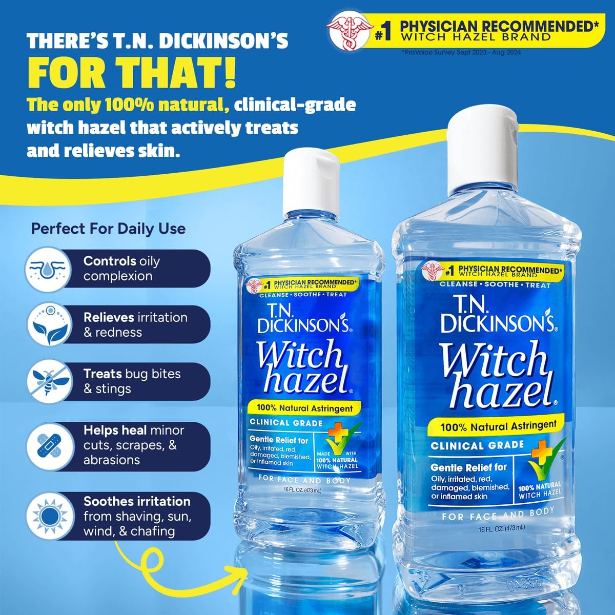 T.N. Dickinson's Witch Hazel 100% Natural Astringent | 8 Fl Oz